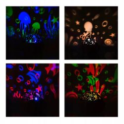 USB LED RGB projektor nočna lučka - menjava projekcij moder