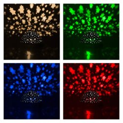 USB LED RGB projektor nočna lučka - menjava projekcij moder