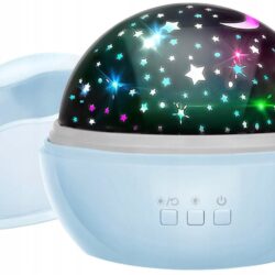 USB LED RGB projektor nočna lučka - menjava projekcij moder