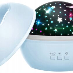 USB LED RGB projektor nočna lučka - menjava projekcij moder