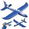 Blue 10 LED Styrofoam airplane, 49cm long, with three lighting modes during flight.