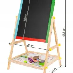 Double-sided wooden drawing board 65 cm + 28 chalks a small black board with a small piece of paper and a small piece of paper