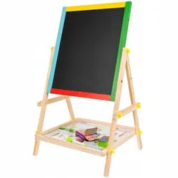 Double-sided wooden drawing board 65 cm + 31 chalks a black board with colorful trim