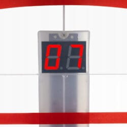 a digital clock with red numbers
