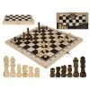 Jeu d'échecs pliable en bois 34×34cm XL avec pièces classiques en bois sur un plateau en bois