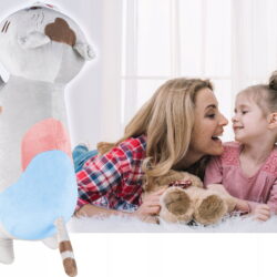 Plišasti podporni valj in blazina 70 cm muca siva