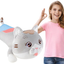 Plišasti podporni valj in blazina 70 cm muca siva