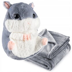 2v1 otroška plišasta igrača hrček 50cm in odeja 160x110cm siva