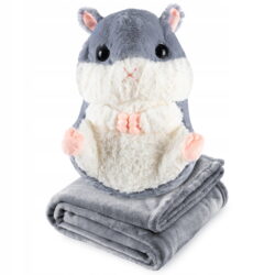 2v1 otroška plišasta igrača hrček 50cm in odeja 160x110cm siva