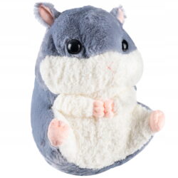 2v1 otroška plišasta igrača hrček 50cm in odeja 160x110cm siva