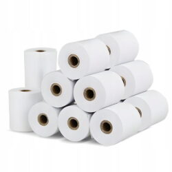 a stack of rolls of paper