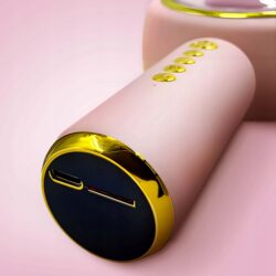 a pink and gold device