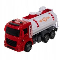 a red and white toy truck