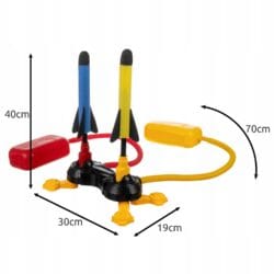 a toy rocket set with measurements