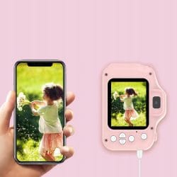 Otroški roza digitalni fotoaparat samorog z LCD