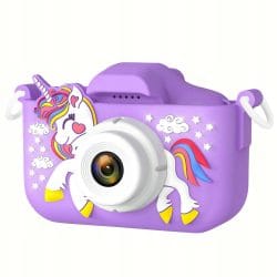Otroški LCD 40MPix digitalni fotoaparat samorog USB vijoličen + 32GB SD kartica