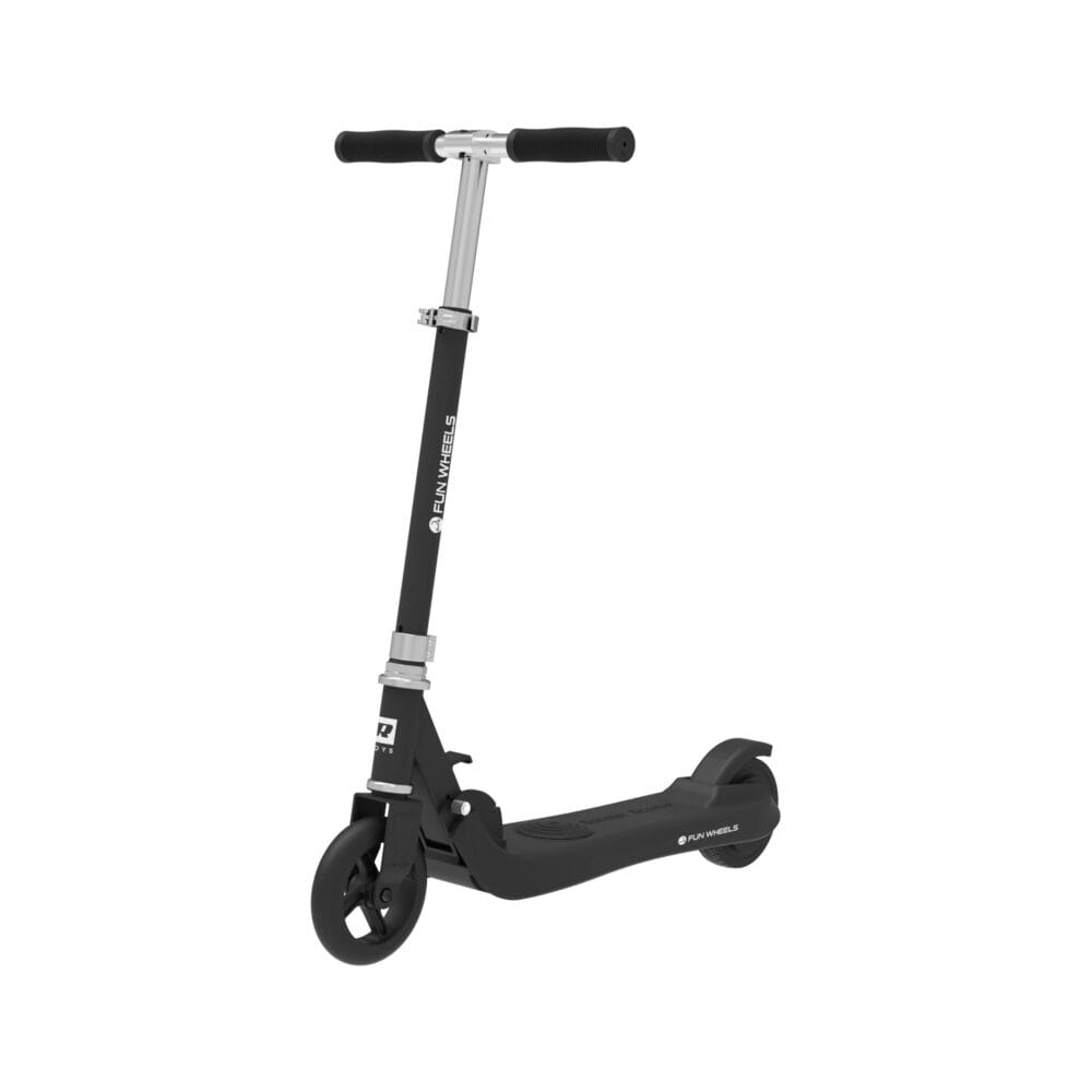 a black scooter with a handlebar