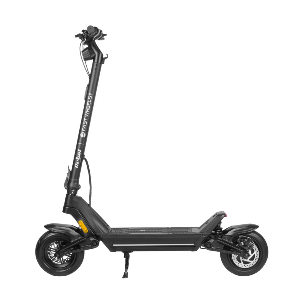 a black scooter with a handlebar