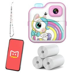 Otroški LCD instant fotoaparat s tiskalnikom + 10 trakovi roza