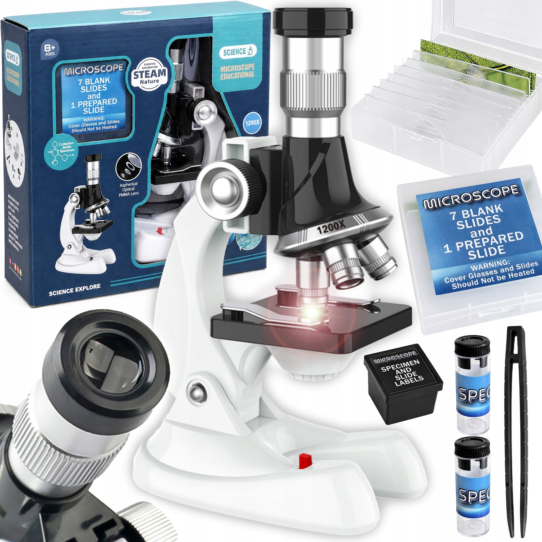 LED educational microscope 1200x for mobile phone + accessories 3 LED educational microscope 1200x for mobile phone + accessories