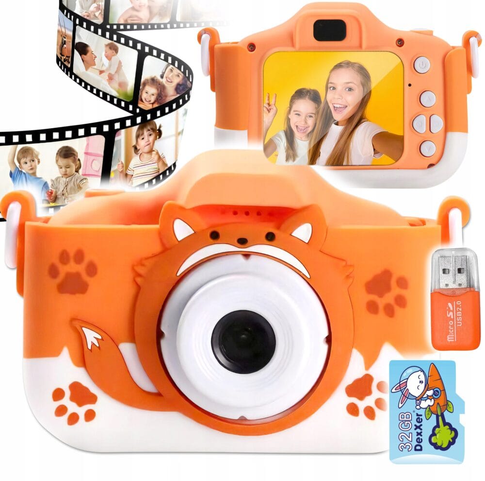 40Mpx otroški fotoaparat LCD oranžna lisica + 32GB SD kartica