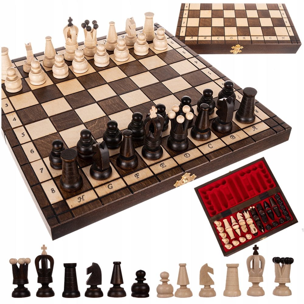 Premium lesen oblazinjen šah 31×31cm in lesene figure