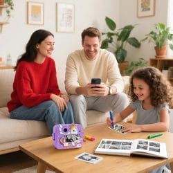 Otroški LCD instant fotoaparat s tiskalnikom + 3 trakovi vijoličen