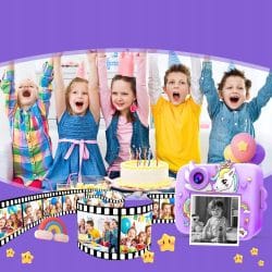 Otroški LCD instant fotoaparat s tiskalnikom + 3 trakovi vijoličen