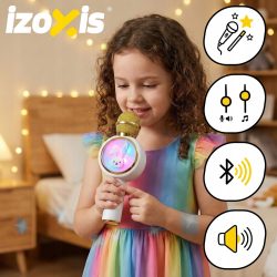 USB aku. 800mAh bluetooth 5.1 SD karaoke mikrofon z zvočnikom RGB LED zajček bel 11 USB aku. 800mAh bluetooth 5.1 SD karaoke mikrofon z zvočnikom RGB LED zajček bel