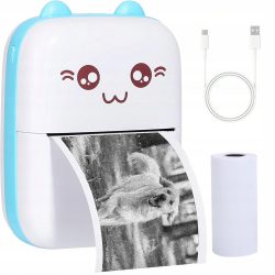 Mini prenosni aku. foto termični tiskalnik bluetooth moder