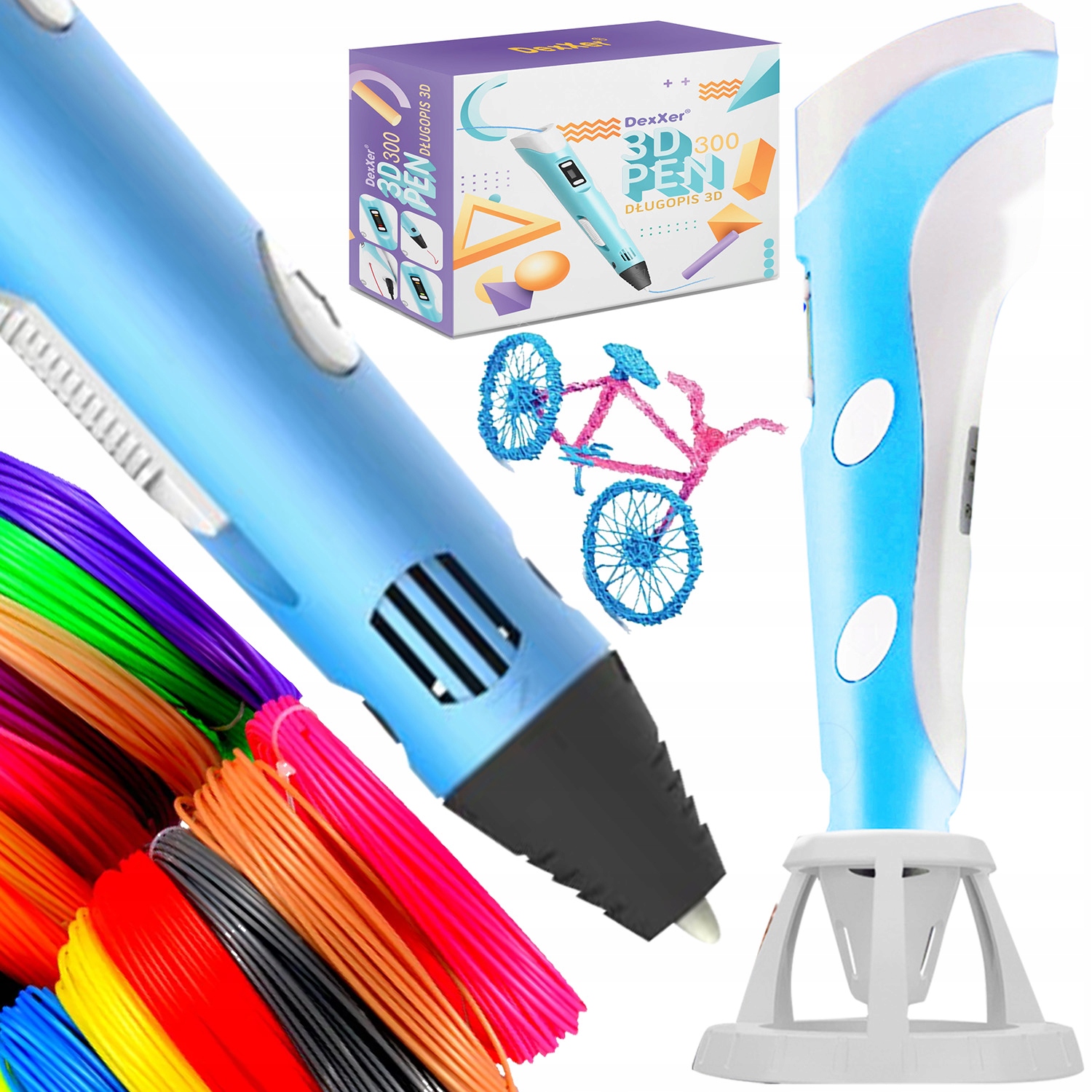 3D pisalo 5V tiskalnik kit 300m PLA filamentov USB moder 6 Moder 3D tiskalniški svinčnik s priloženimi barvnimi PLA filamenti